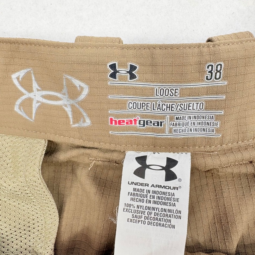 Under Armour Convertible Cargo Pants Mens 38 Brown HeatGear Ripstop Hiking - Picture 4 of 8